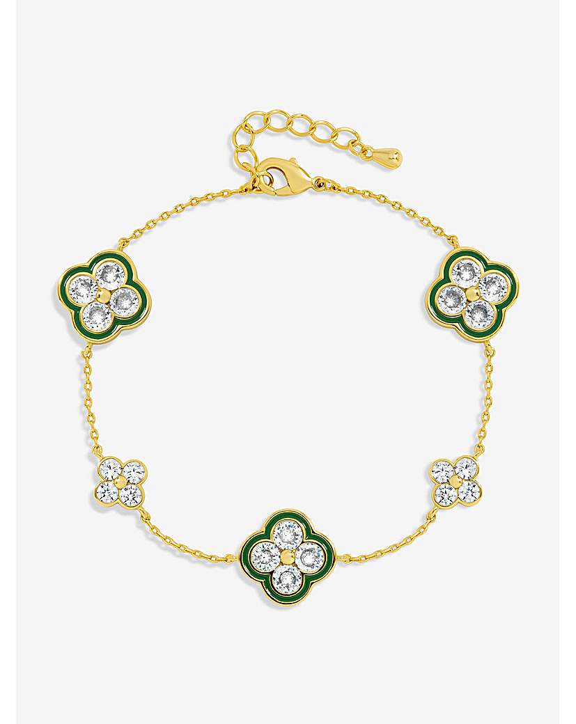 New In - 14K Gold Plated Emerald Clover Bracelet