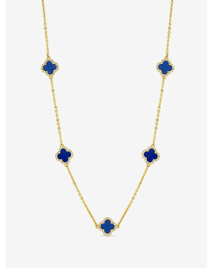 New In - Gold Plated Lapis Clover Necklace