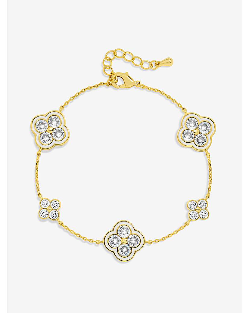 New In - 14K Gold Plated White Clover Bracelet