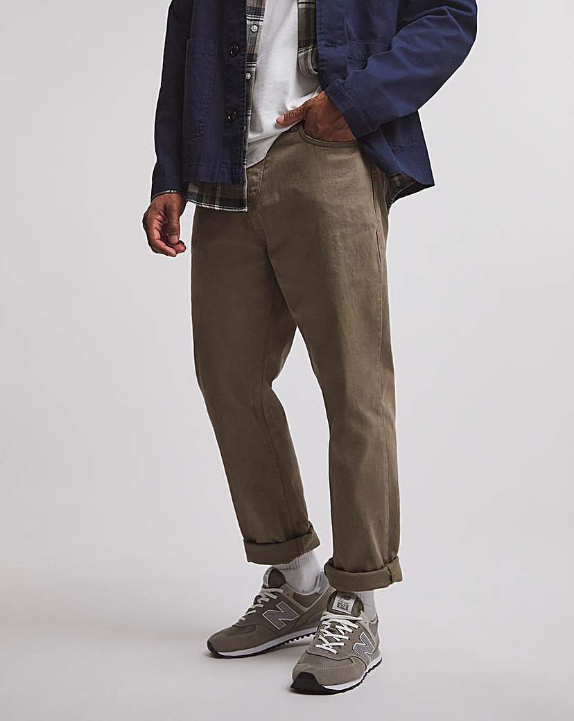 Premium Tan Straight Fit Twill Jean - Brown