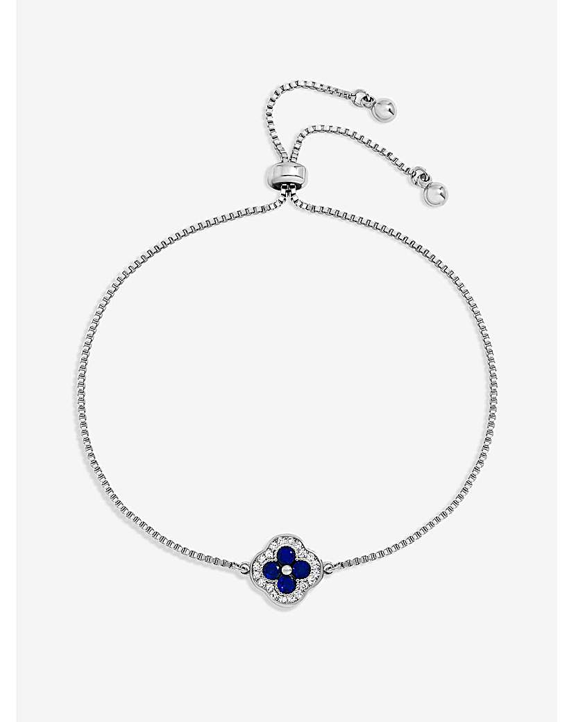 New In - Rhodium Plated Sapphire Clover Bracelet