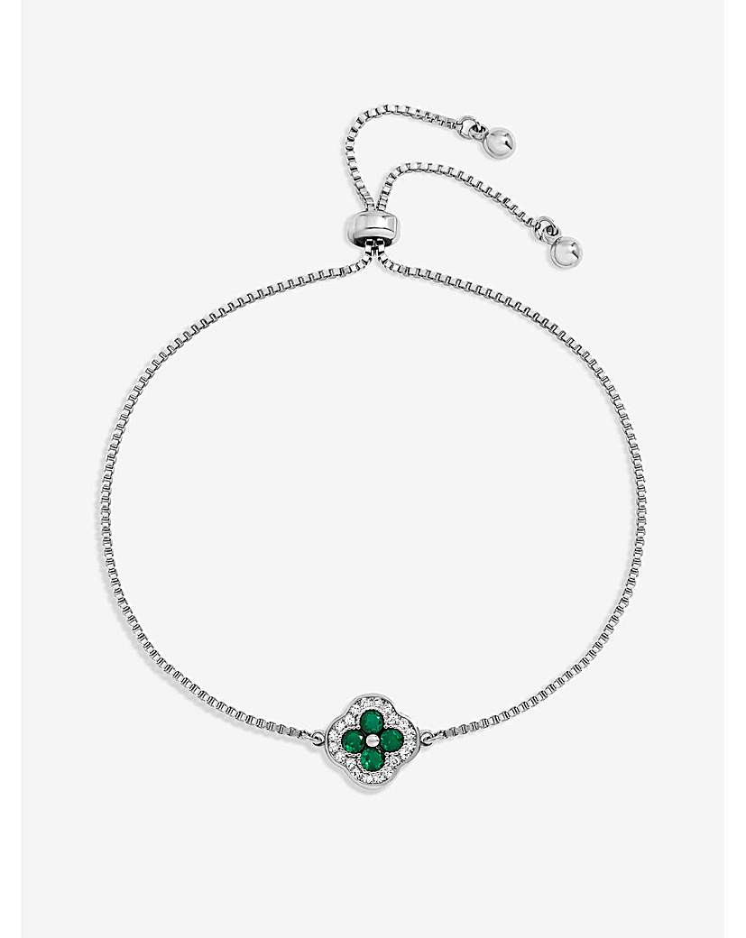 New In - Rhodium Plated Emerald Clover Bracelet