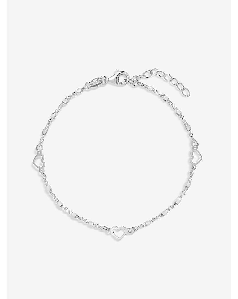 Sterling Silver 925 Heart Bracelet