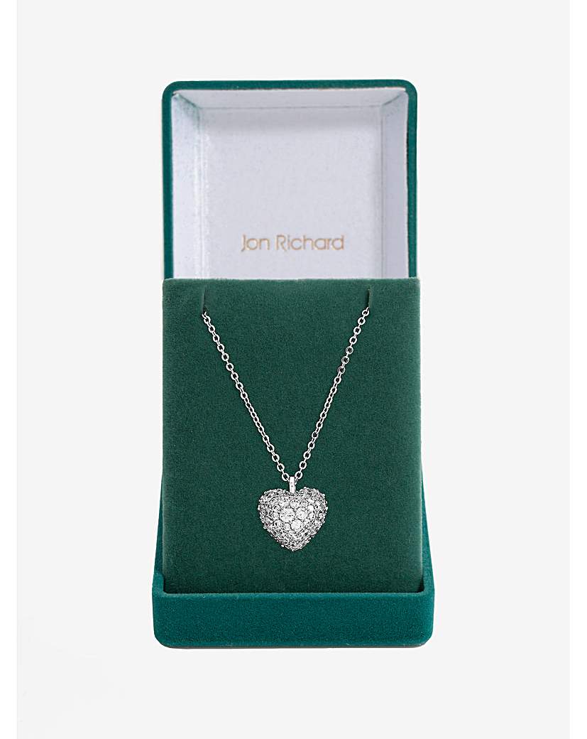 New In - Rhodium Plated Pave Heart Pendant