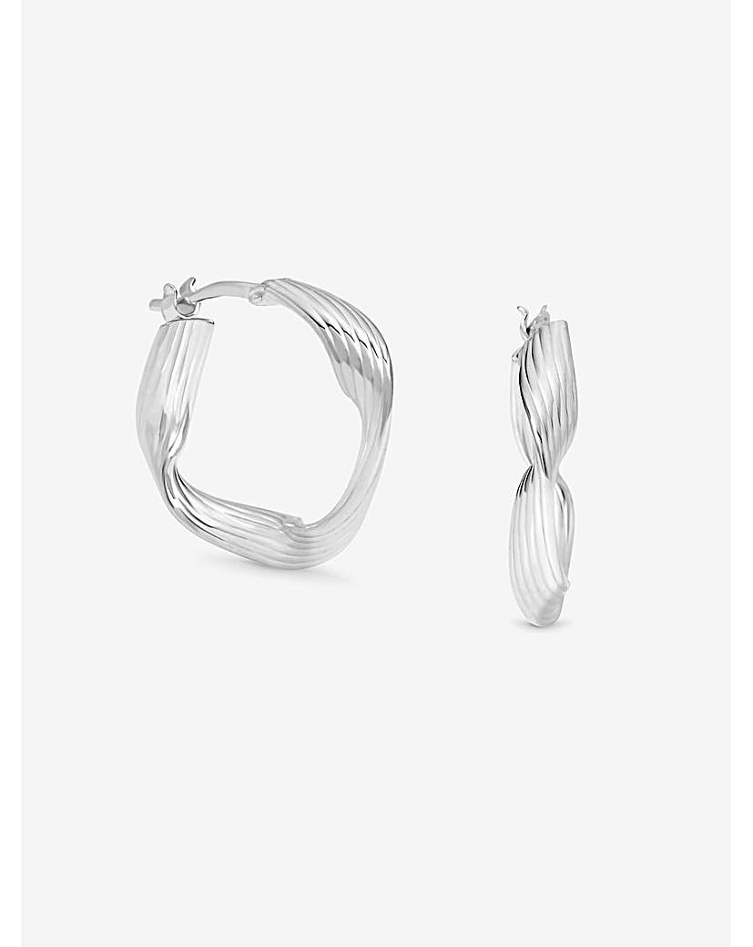 Sterling Silver 925 Twist Hoop Earrings