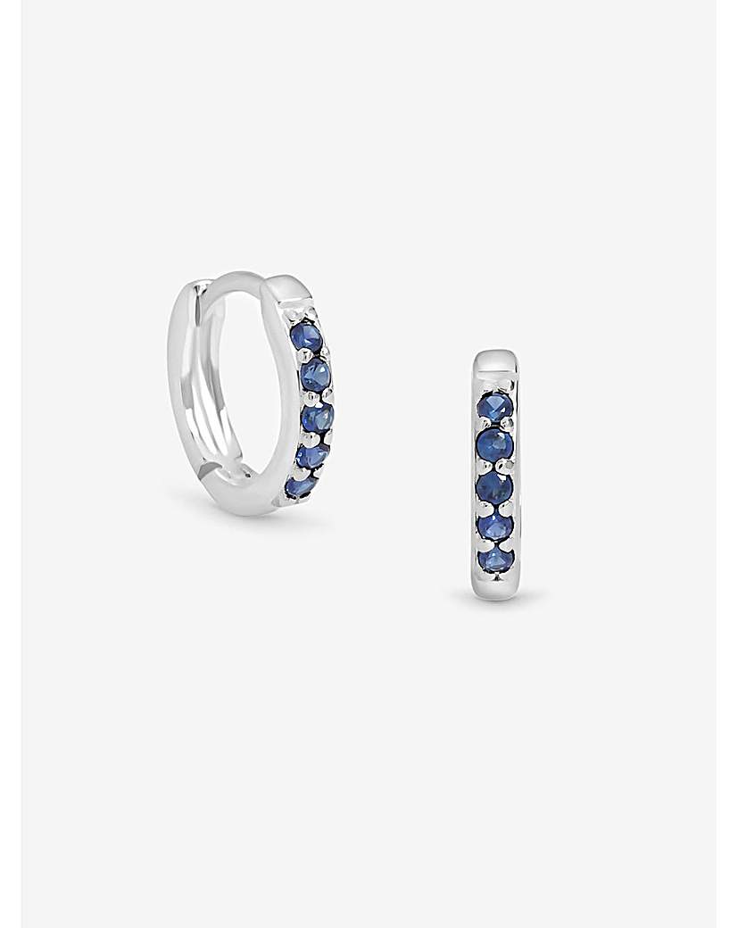 Sterling Silver 925 CZ Sapphire Hoops