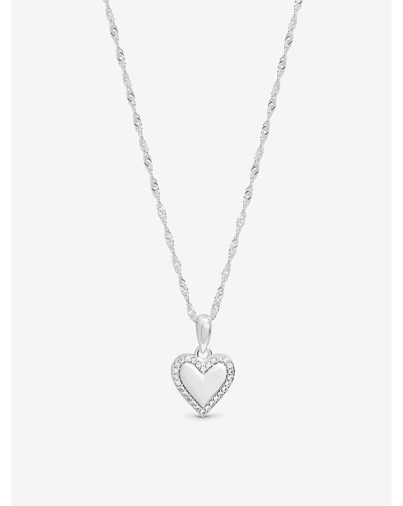 Sterling Silver 925 Pave Heart Pendant