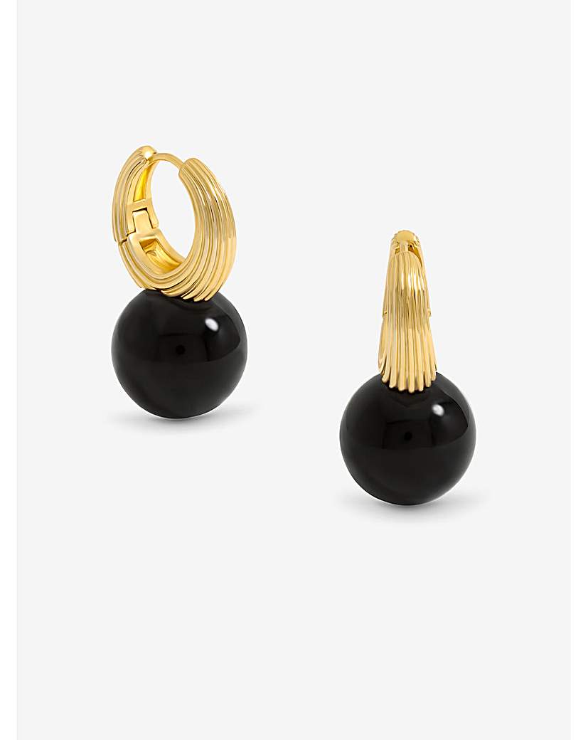 Jon Richard Ridge Hoop Jet Bead Earrings