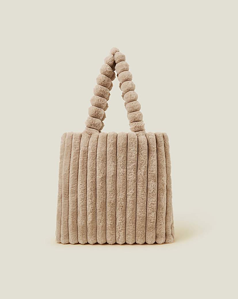 Accessorize Ribbed Faux Fur Tote Bag