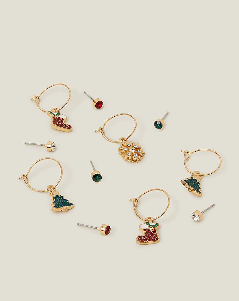 Accessorize 6-Pack Christmas Earrings