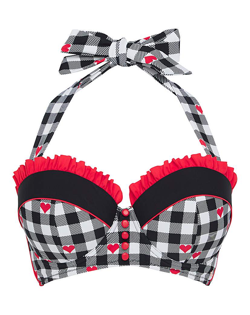 Joe Browns Gingham Wired Bikini Top - Black Check