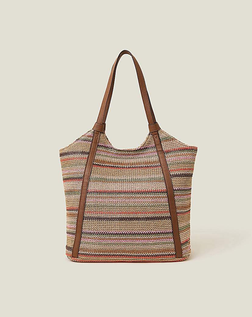 New In - Accessorize Stripe Raffia Shoulder