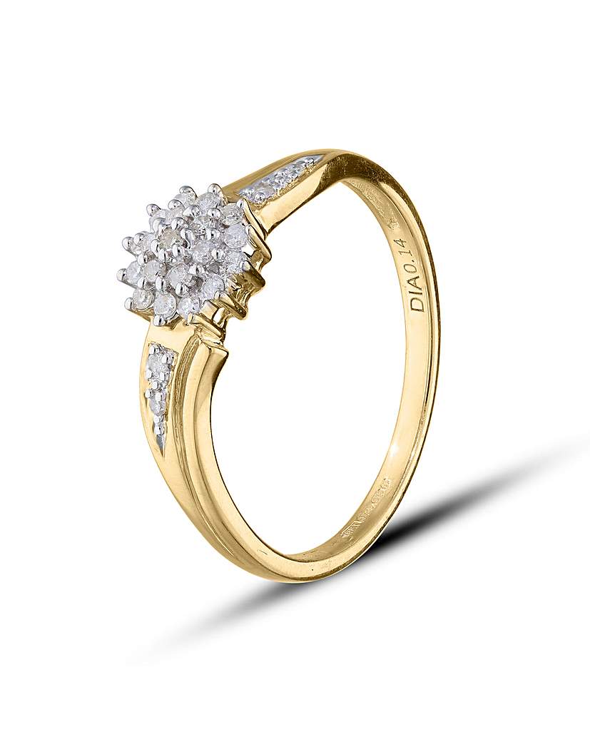 9ct Gold Diamond Cluster Ring