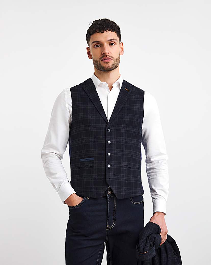 Joe Browns Navy Check Suit Waistcoat