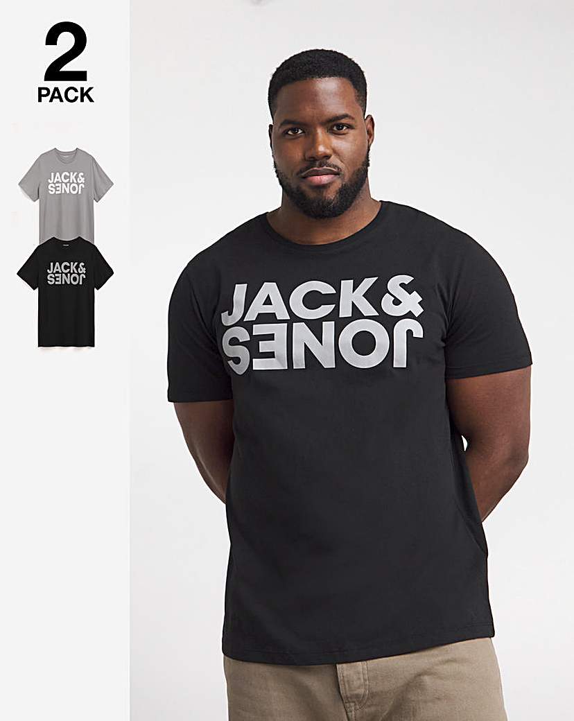 Image of Jack & Jones Reverse 2 Pack T-Shirts