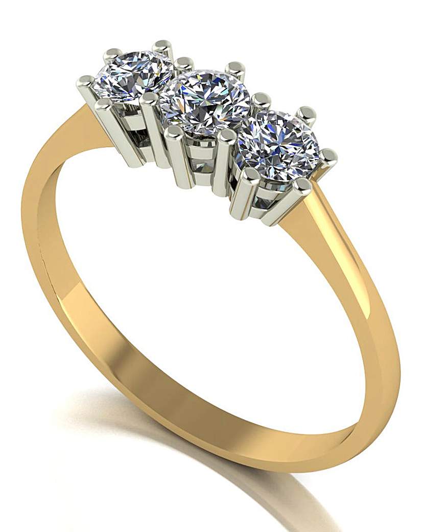 Moissanite 9CT Gold 3 Stone Ring