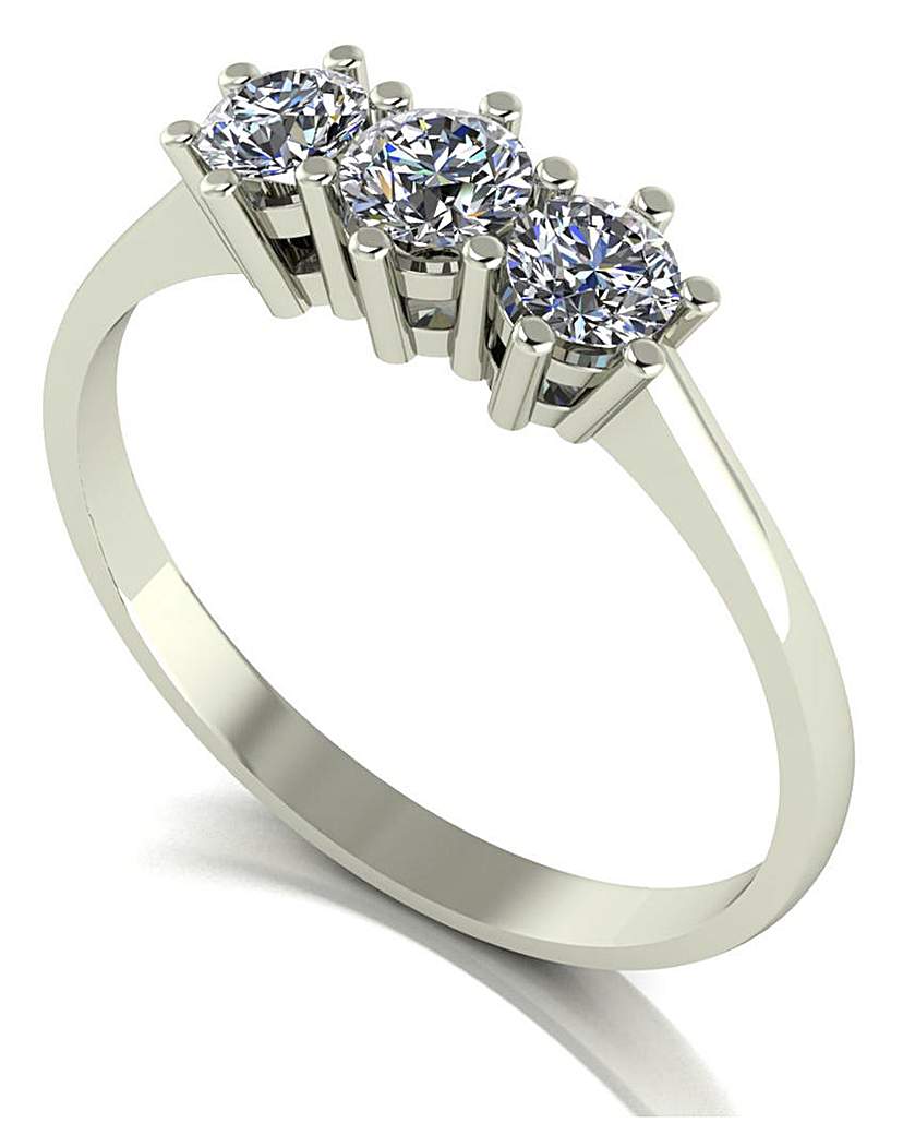 Moissanite 9CT White Gold 3 Stone Ring