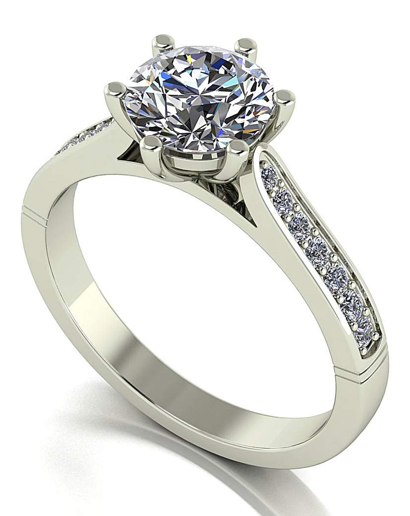 9ct White Gold Moissanite Ring