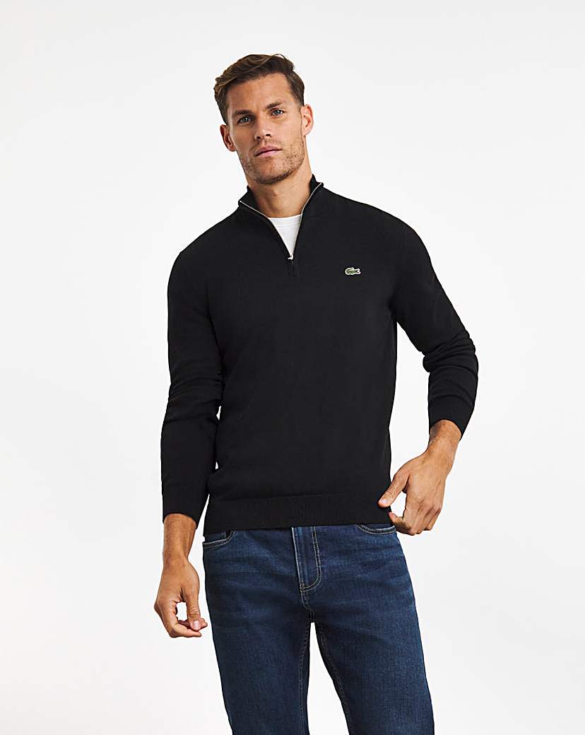 lacoste black half zip knitted jumper