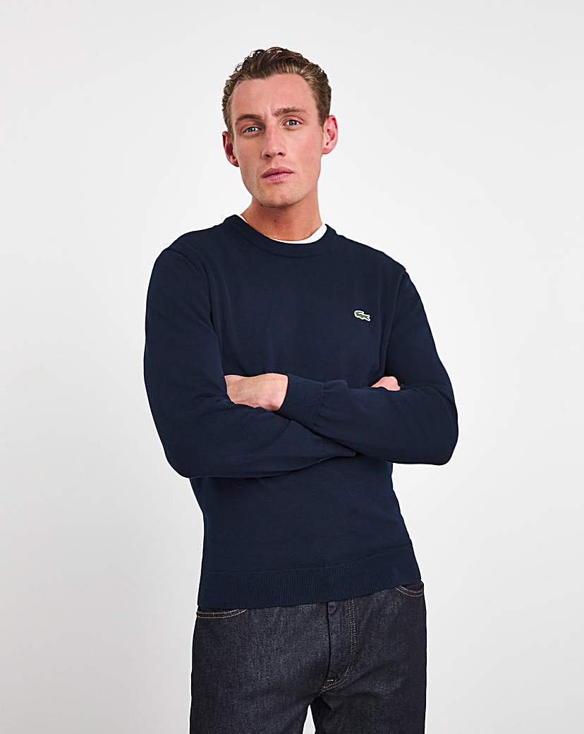 lacoste navy crew knitted jumper