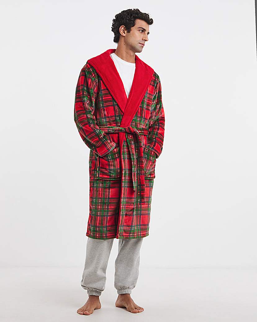 New In - Joe Browns Fleece Checked Dressing Gown