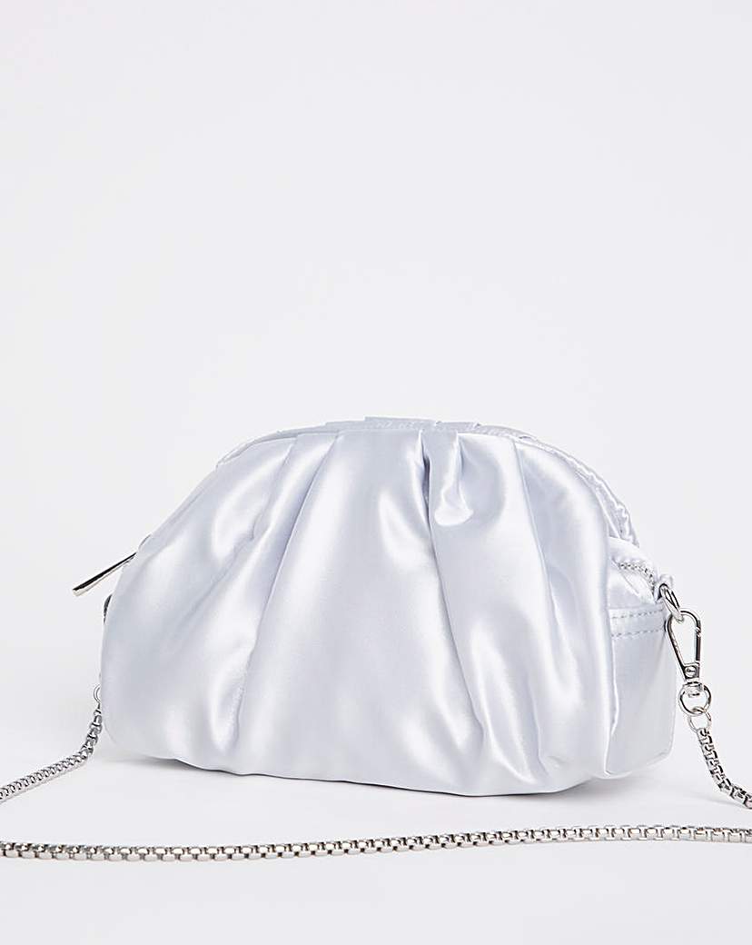 Silver Mini Satin Ruched Multiwear Bag