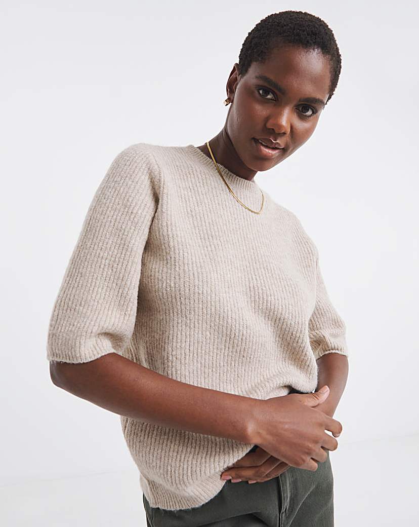 RIBBED SHORT SLEEVE JUMPER