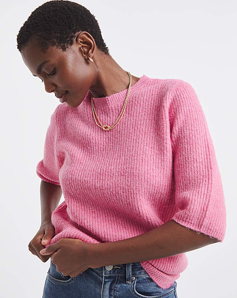 RIBBED SHORT SLEEVE JUMPER