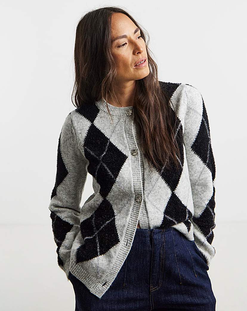 New In - SPARKLE ARGYLE CARDIGAN