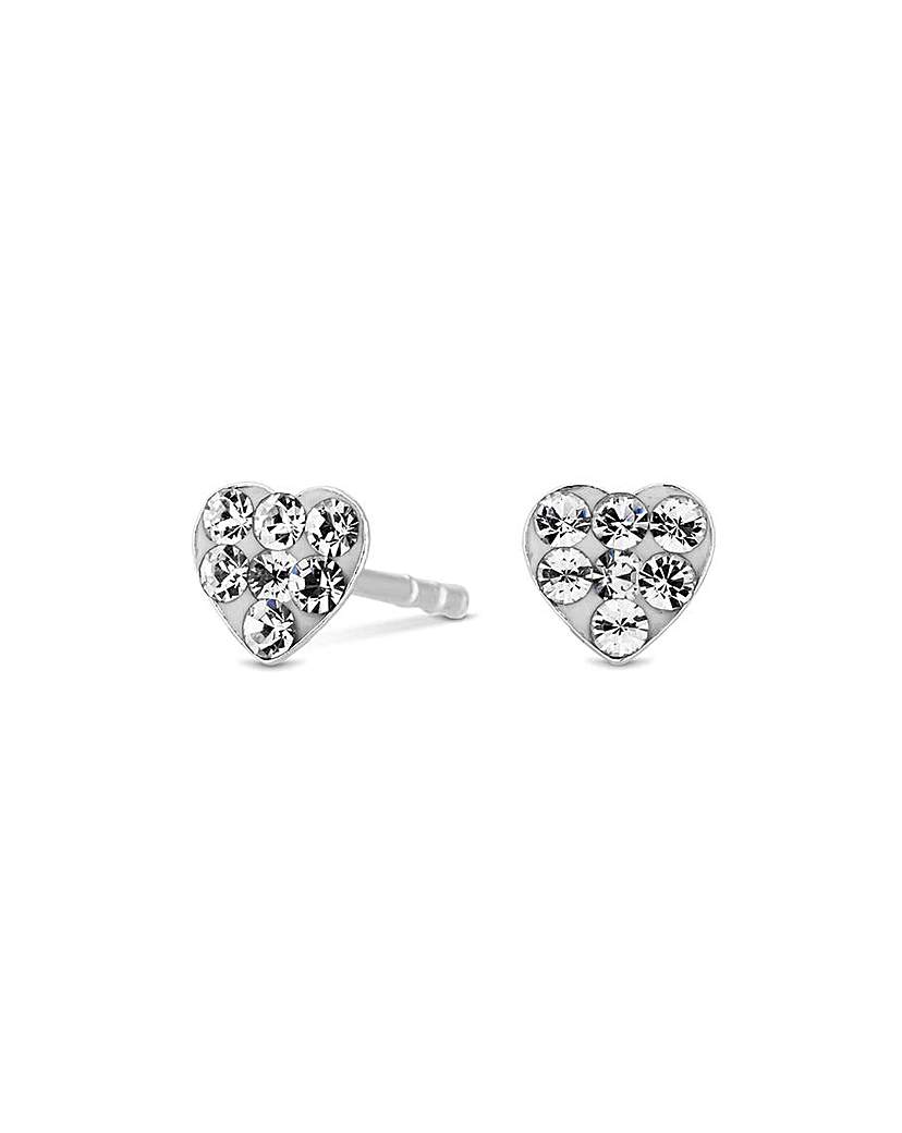 Simply Silver Pave Heart Stud Earrings