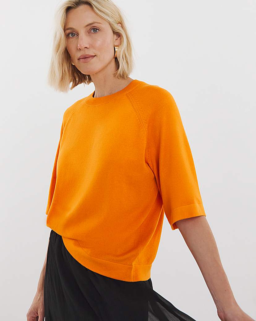 HALF SLEEVE RAGLAN KNITTED T-SHIRT