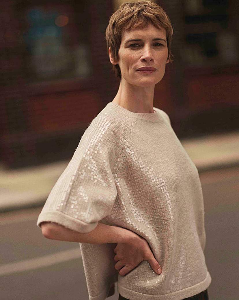 New In - CLEAR SEQUIN SHORT SLEEVE JUMPER