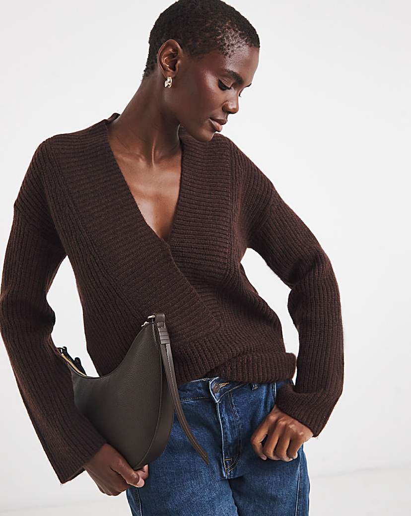 Deep V Neck Knitted Jumper