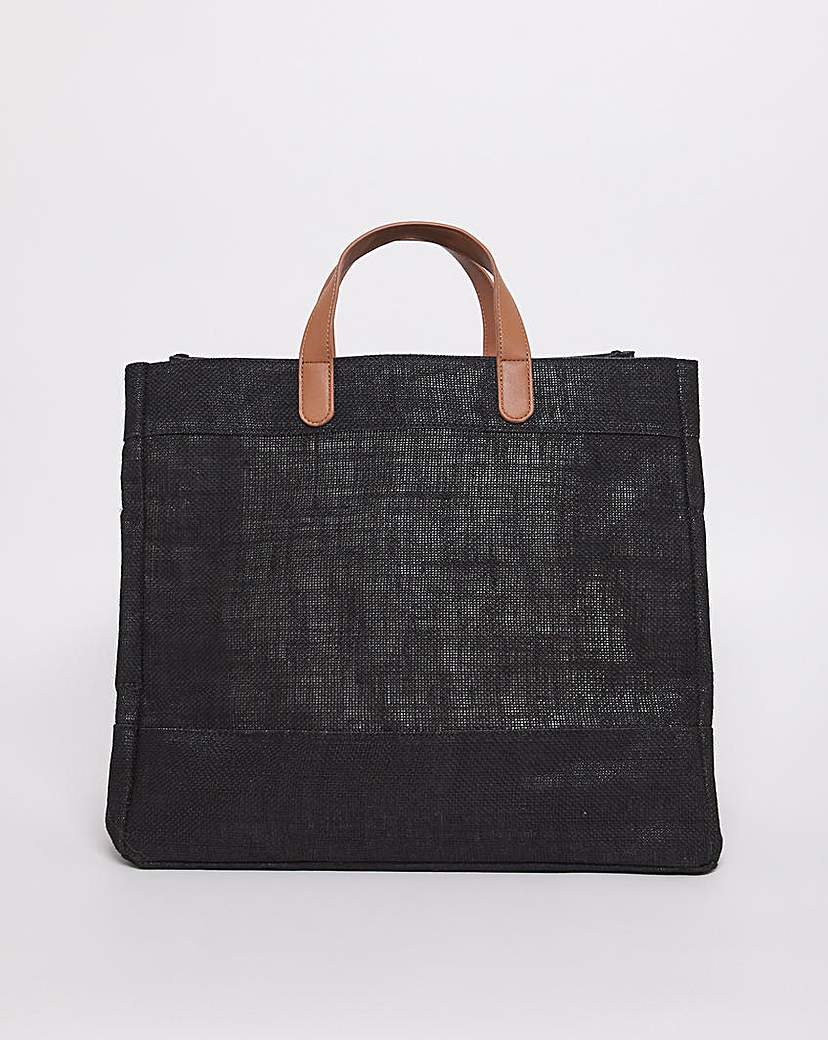 Black Canvas Structured Tote Bag