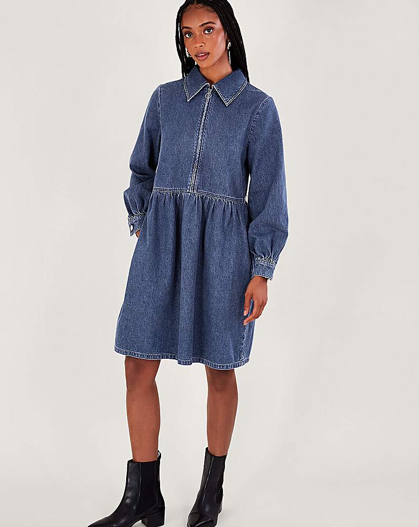 Monsoon Alana Shirt Zip Denim Dress