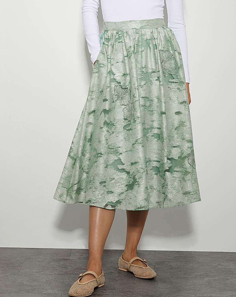 Monsoon Josie Floral Jacquard Midi Skirt