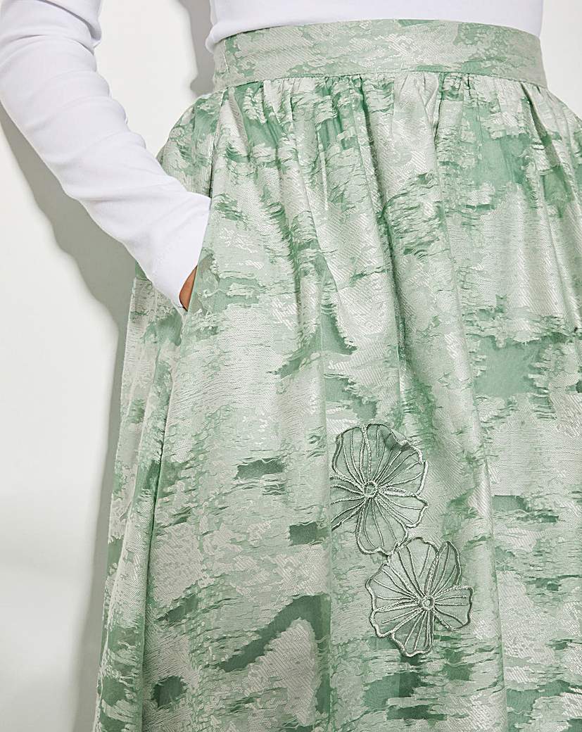 Monsoon Josie Floral Jacquard Midi Skirt