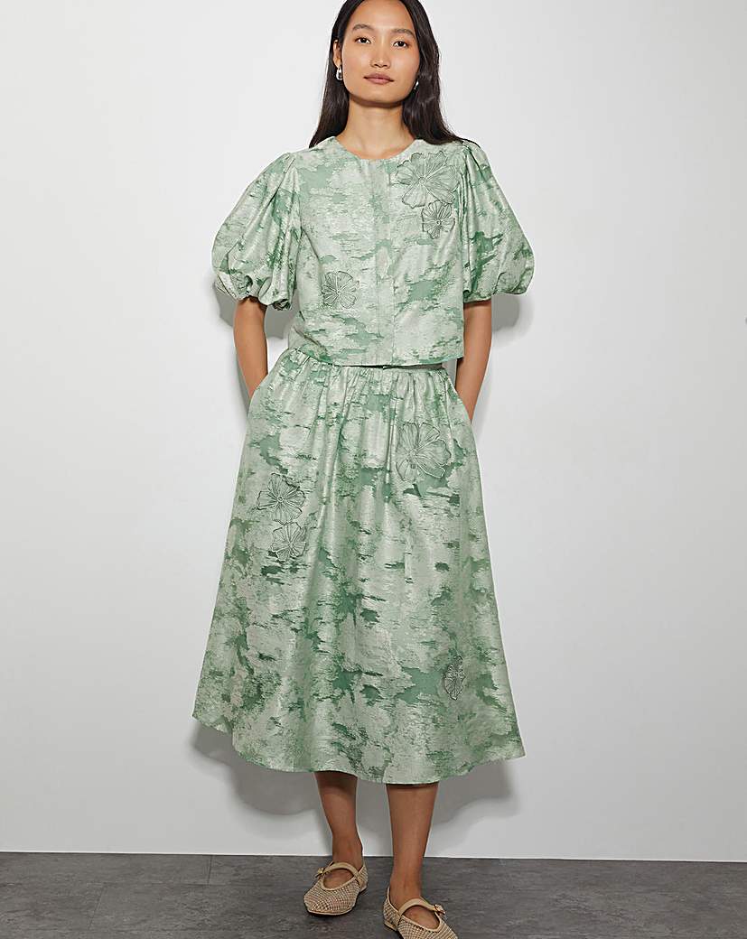 Monsoon Josie Floral Jacquard Midi Skirt
