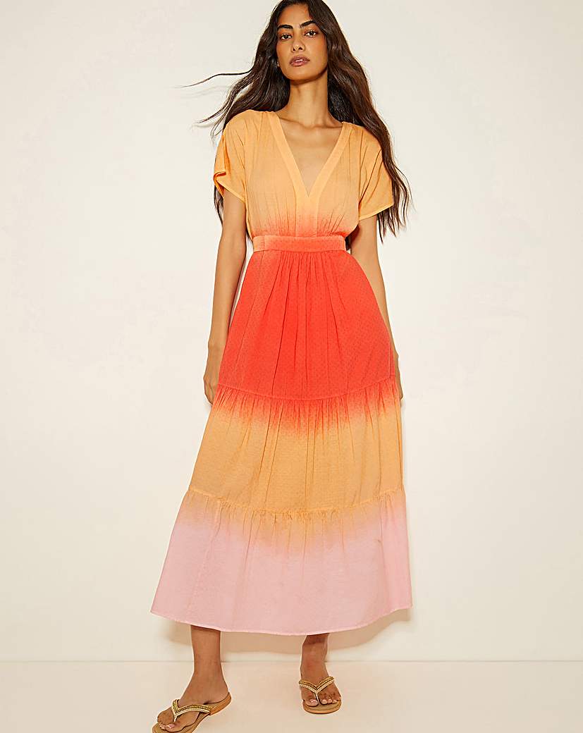 New In - Monsoon Maya Dip Dye Tiered Midi Dress