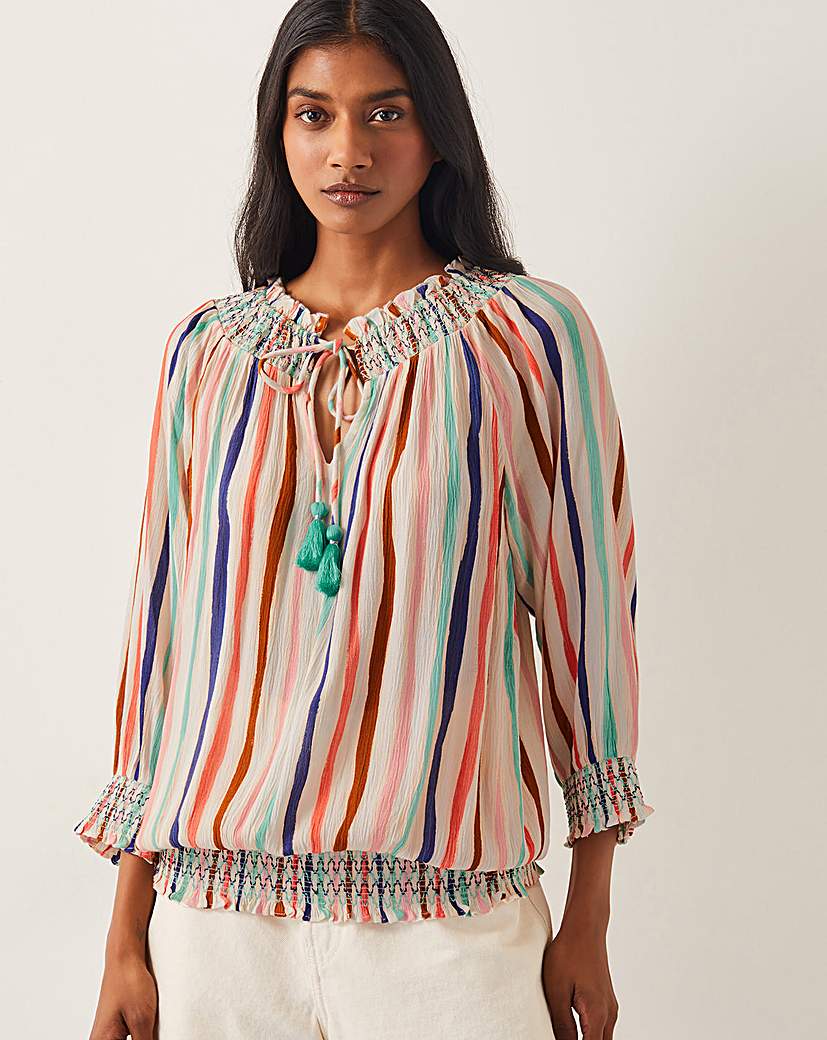 Monsoon Sally Stripe Long Sleeve Top