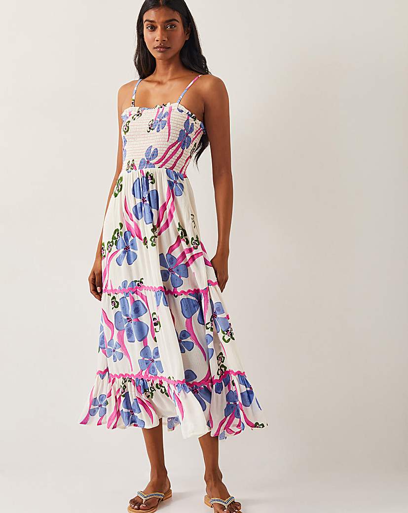 Monsoon Fiona Floral Bandeau Midi Dress