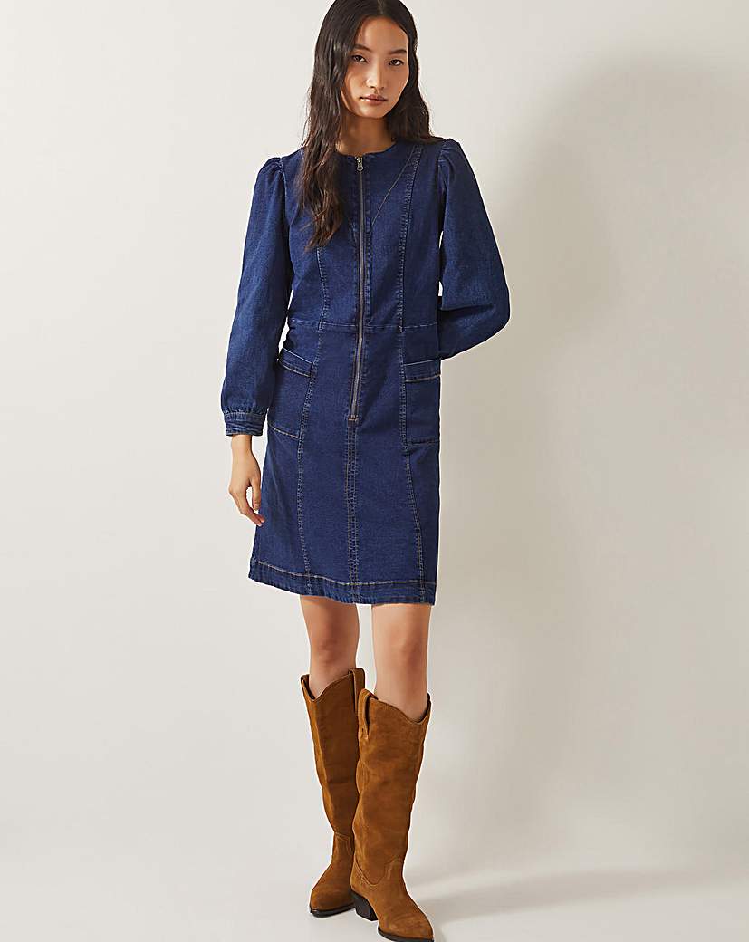 New In - Monsoon Katlyn Zip Denim Mini Dress