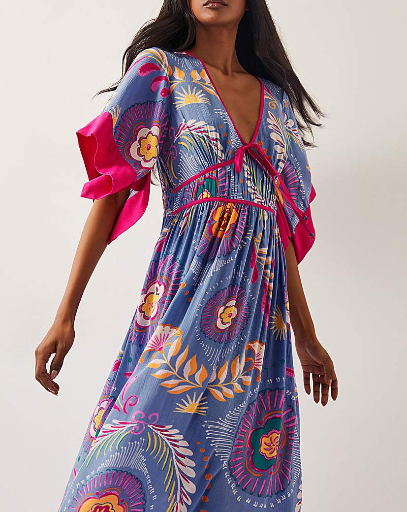Monsoon Monika Floral Print Midi Dress
