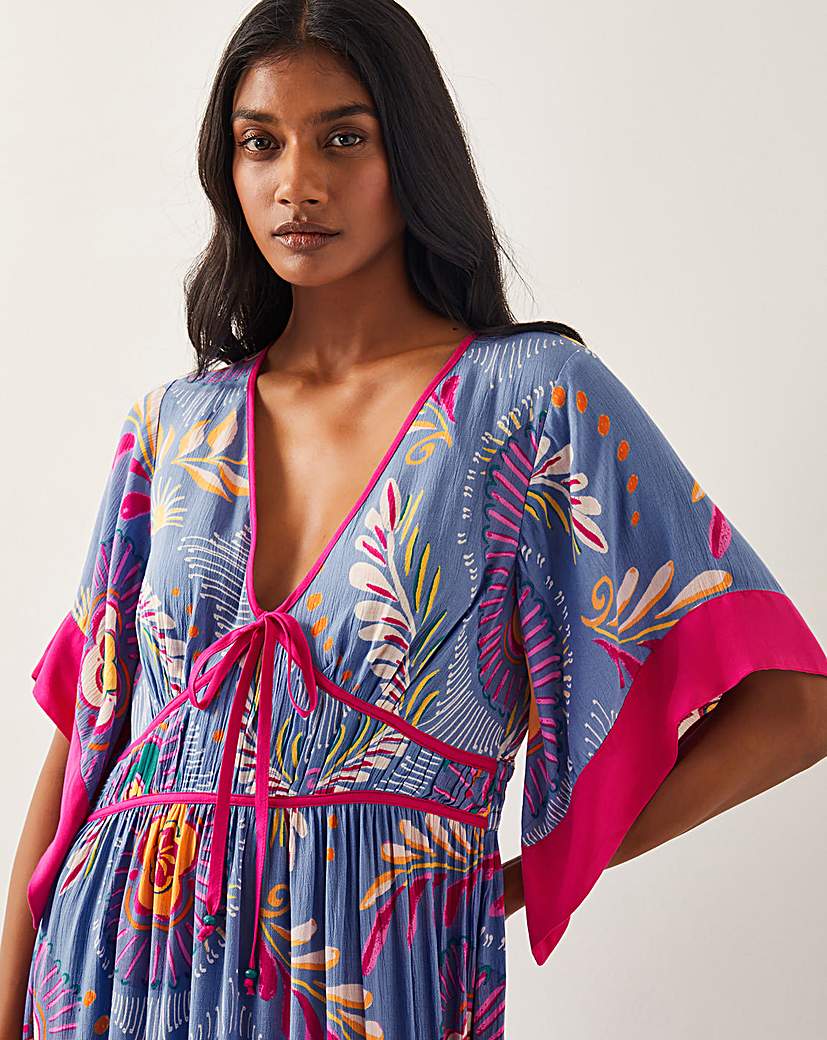 Monsoon Monika Floral Print Midi Dress