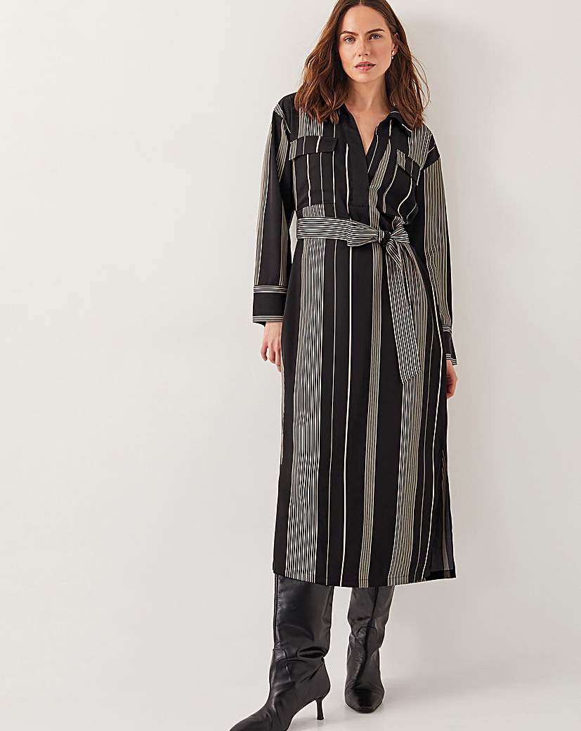 Monsoon Andi Stripe Midi Shirt Dress