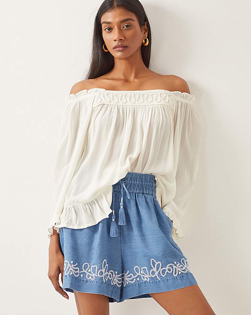 Monsoon Bryony Off-The-Shoulder Top - White