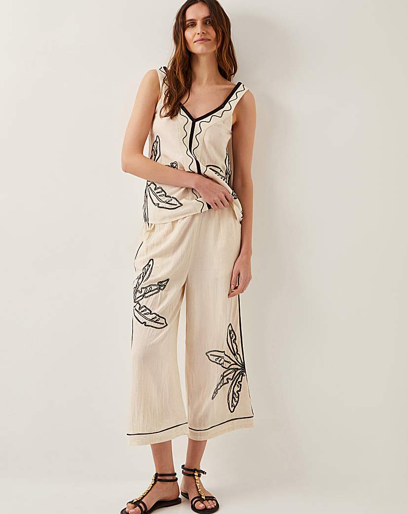 Monsoon Hope Leaf Embroidered Culottes