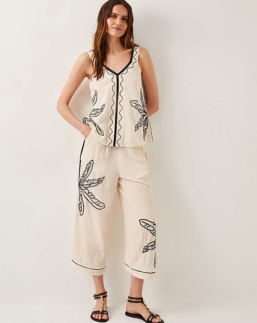 Monsoon Hope Leaf Embroidered Cami Top