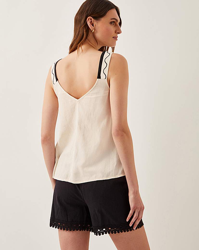 Monsoon Hope Leaf Embroidered Cami Top