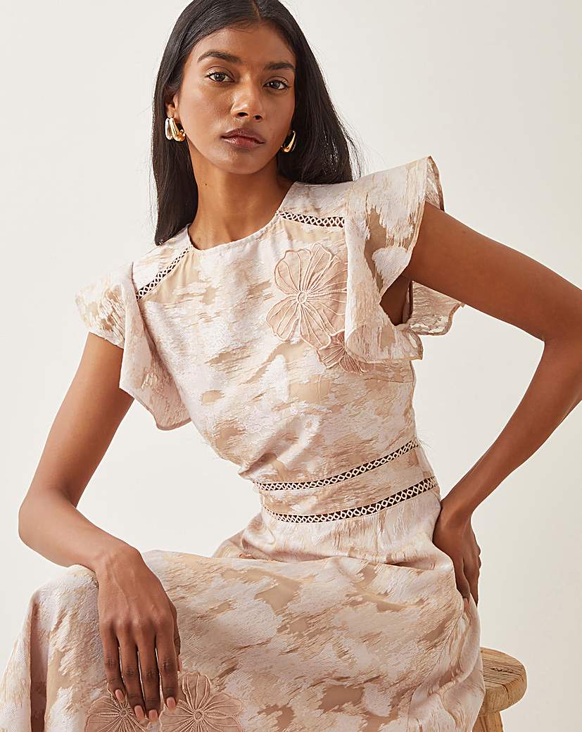 Monsoon Josie Floral Jacquard Midi Dress